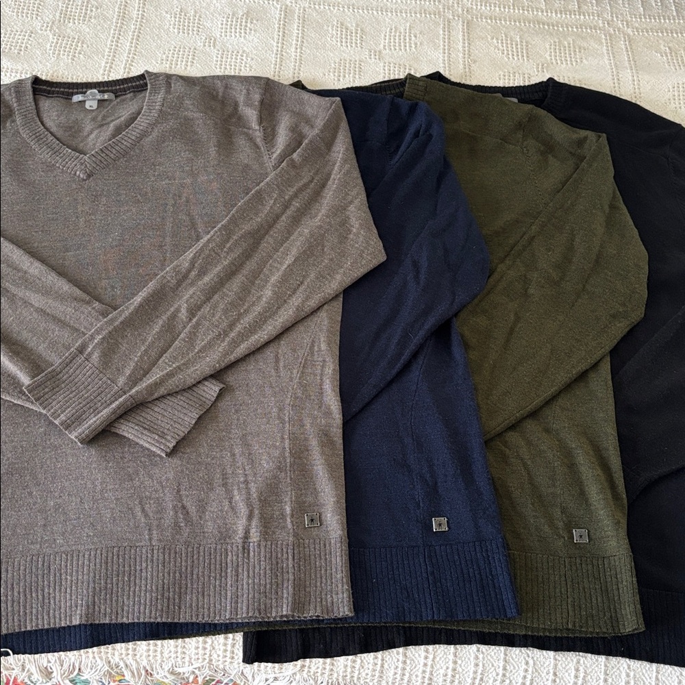 Lot (4) Smartwool Classic‎ men's V-neck Pull Over Long Sleeve sweater Size XL